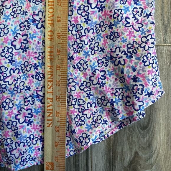 Lilly‎ Pulitzer Sea View Button Down Fun Sun Repeat Ditsy Size L Linen Coastal - Picture 8 of 8
